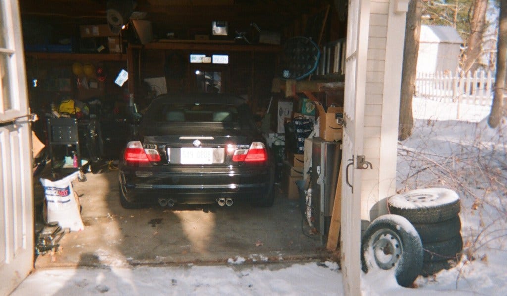 2003 BMW E46 M3 convertible in a garage 2003 BMW E46 M3 convertible in a garage