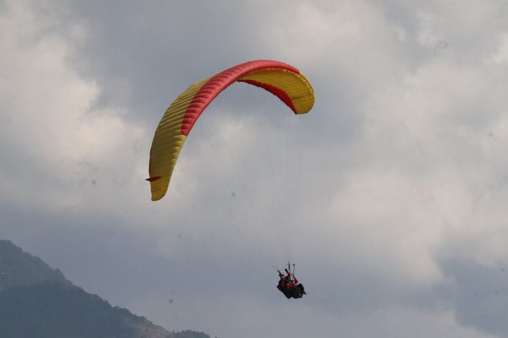 Photos of the author paragliding.