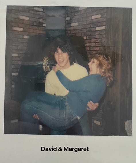 Top Left: David Copperfield; Top Middle: David & Margaret; Top Right: Margaret, David & Julie at Graduation, Bottom Left: David & Julie Sadie Hawkins Dance 1981; Bottom Right: Margaret & Julie