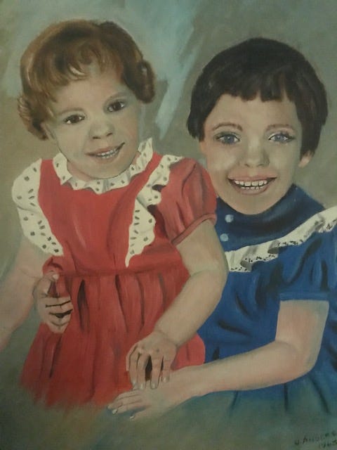 Oil painting of kids