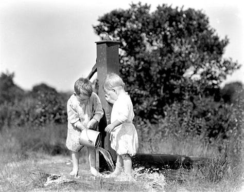 Images of the two boys, Brooks and Brud, in three island scenes