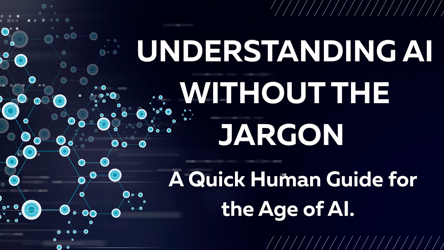 Blue banner that reads: A Quick Human Guide for the Age of AI. Blue banner that reads: A Quick Human Guide for the Age of AI.