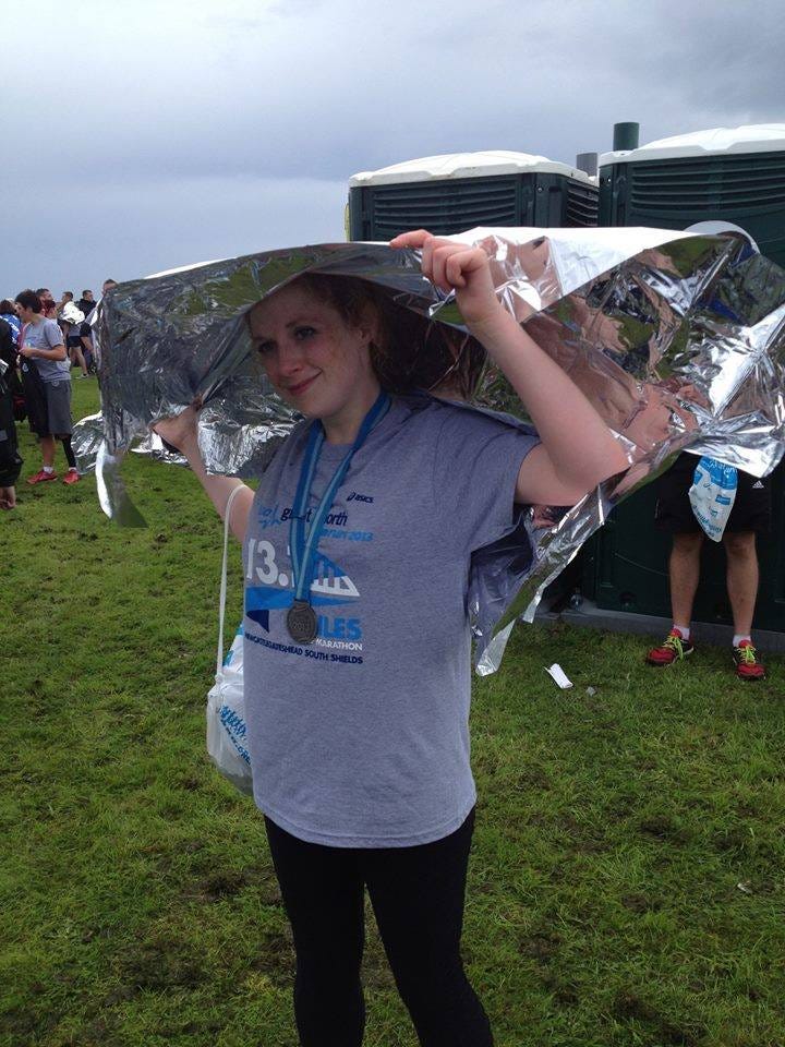 Done! In keeping with the 'charity fancy dress' vibe, I decided to finish my Great North Run experience clad as a sandwich.