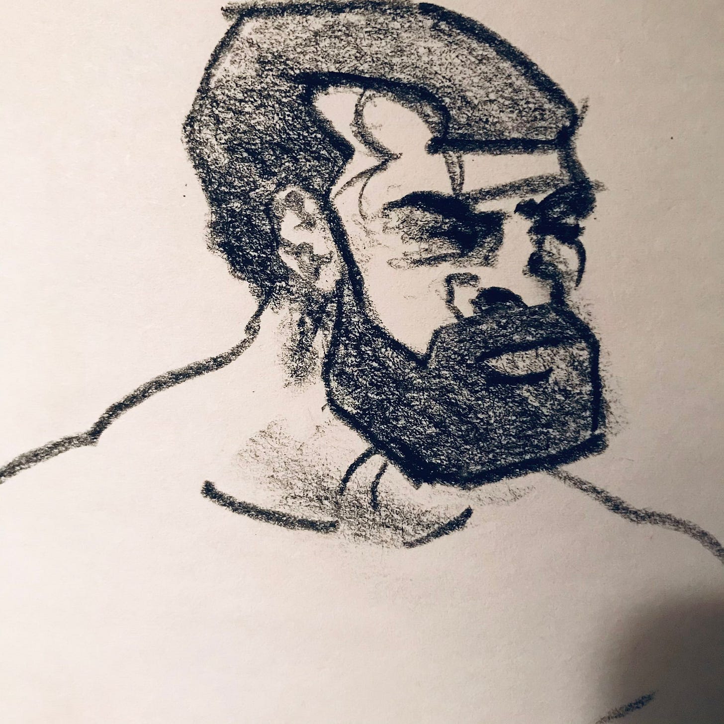 Andrei Arlovski in charcoal on paper.