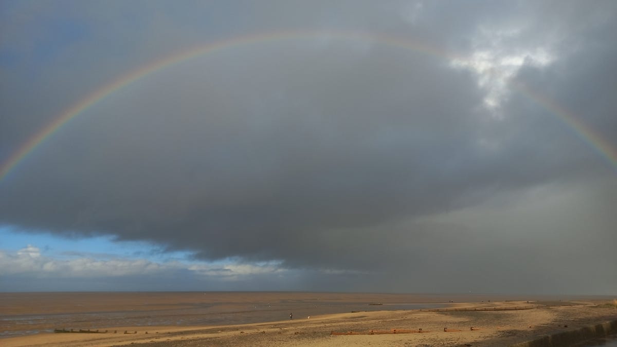 Rainbow over Morecambe Bay.