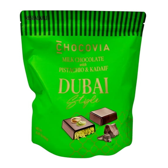 Chocovia Dubai Chocolate – Milk Chocolate with Pistachio & Kadaif, Individually Wrapped Gourmet Chocolates