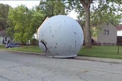 Severe weather drops mysterious dome on Indianapolis road