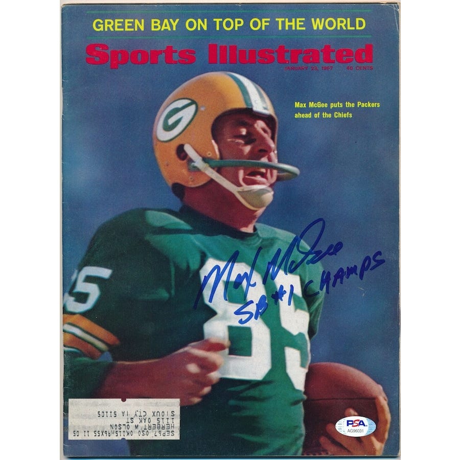 Max McGee Packers Signed/Auto 1967 Sports Illustrated Magazine PSA/DNA  158019
