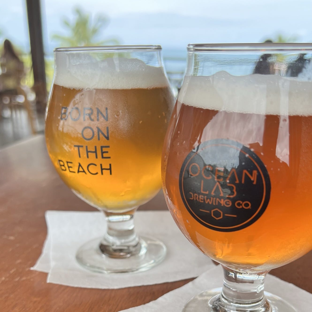 Two beers in Ocean Lab glasses