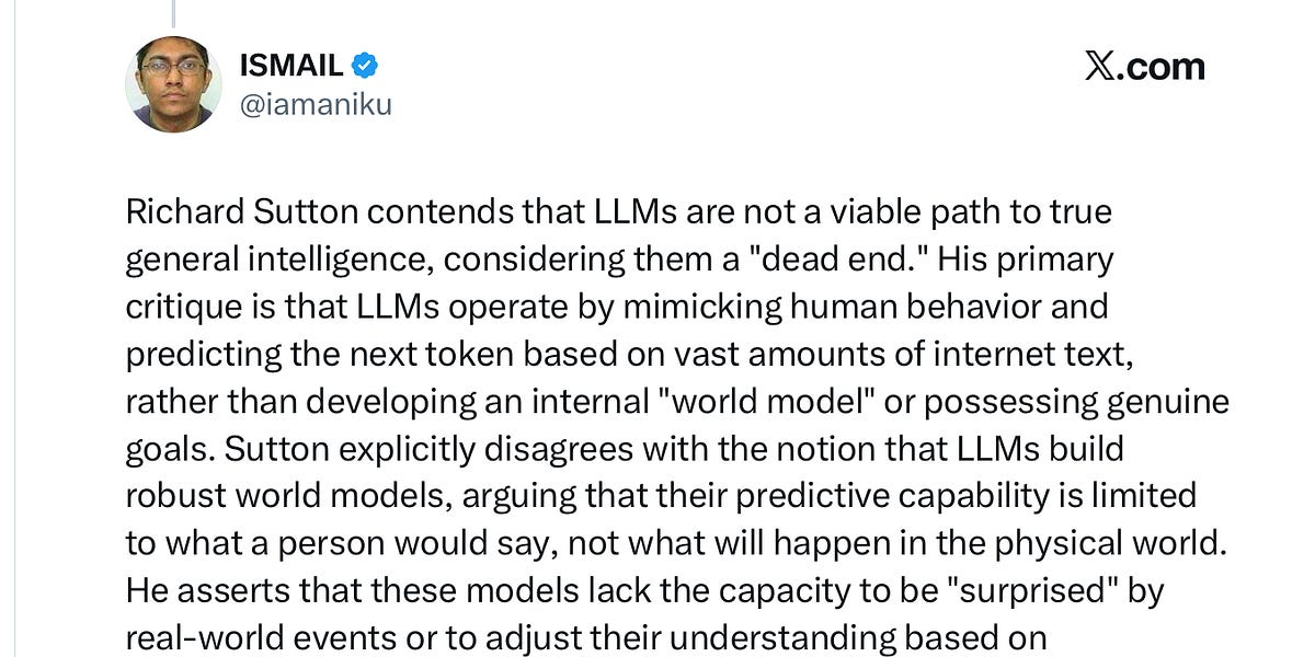 AI Paradigm Shift: Rich Sutton, 'Bitter Lesson' Author, Signals Doubts on Pure LLM Scaling