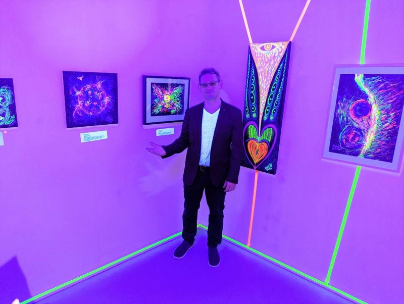 Photo of Michal Plis (me) at my Hidden Become Visible exhibition in 2023. Photo of Michal Plis (me) at my Hidden Become Visible exhibition in 2023.