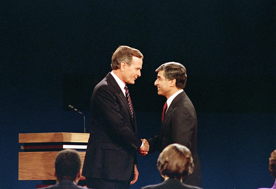 Dukakis Says Bush, a Foe, Was a "Wise and Thoughtful Man"
