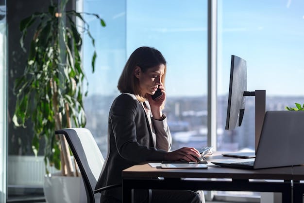 Premium Photo | Female boss working at computer in office silhouette of business woman sitting at desk successful and independent director Premium Photo | Female boss working at computer in office silhouette of business woman sitting at desk successful and independent director