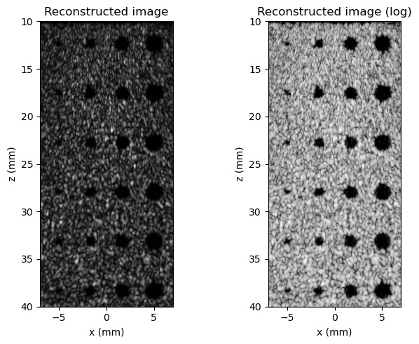 Reconstruction of a phantom using the DAS algorithm. Reconstruction of a phantom using the DAS algorithm.