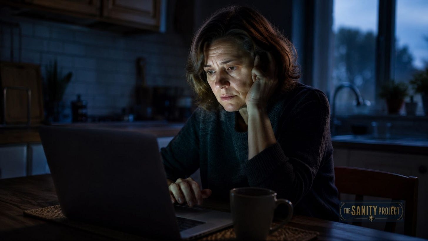 Albertan reviewing the alberta separation petition signatures list at home late at night Albertan reviewing the alberta separation petition signatures list at home late at night