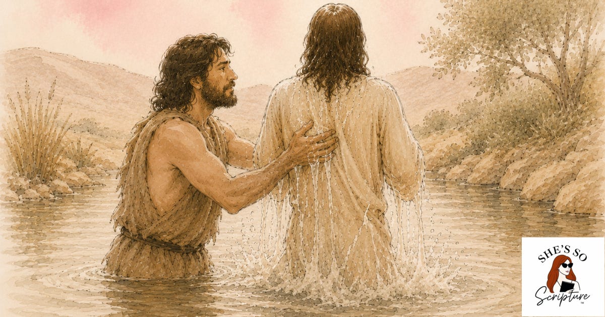 John the Baptist baptizing Jesus in the river