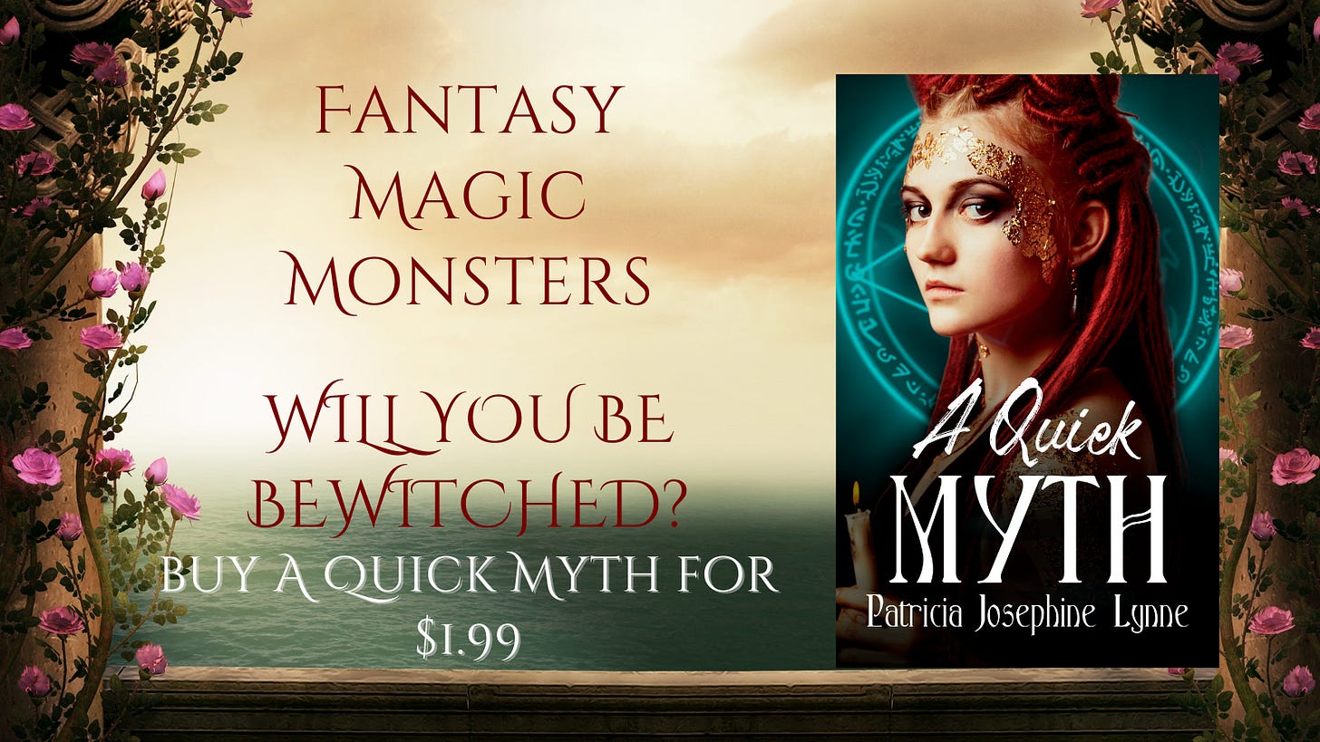 Image of a mysterious woman. Promotion for A Quick Myth by Patricia JL.