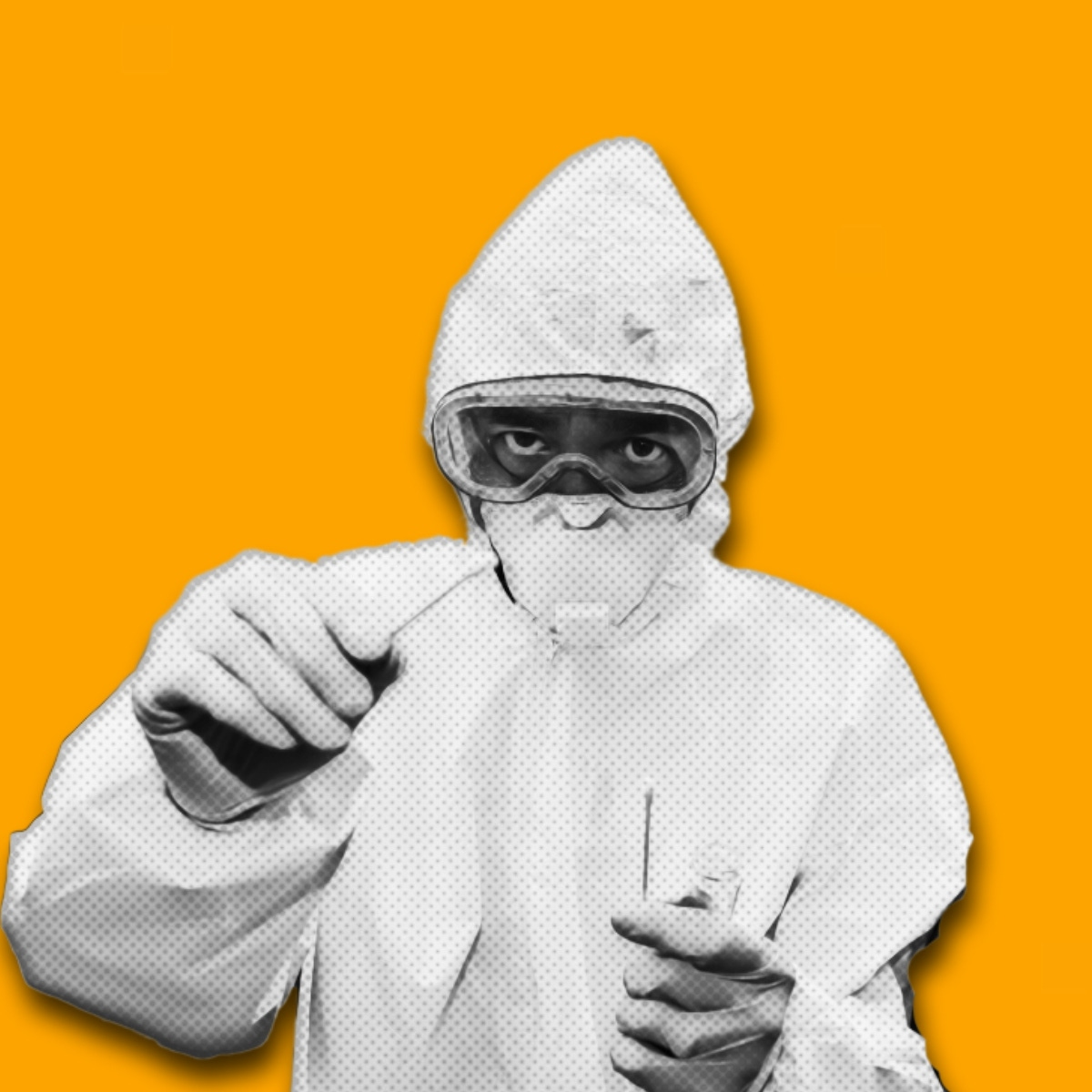 Illustration of a medical professional conducting a Covid screening.