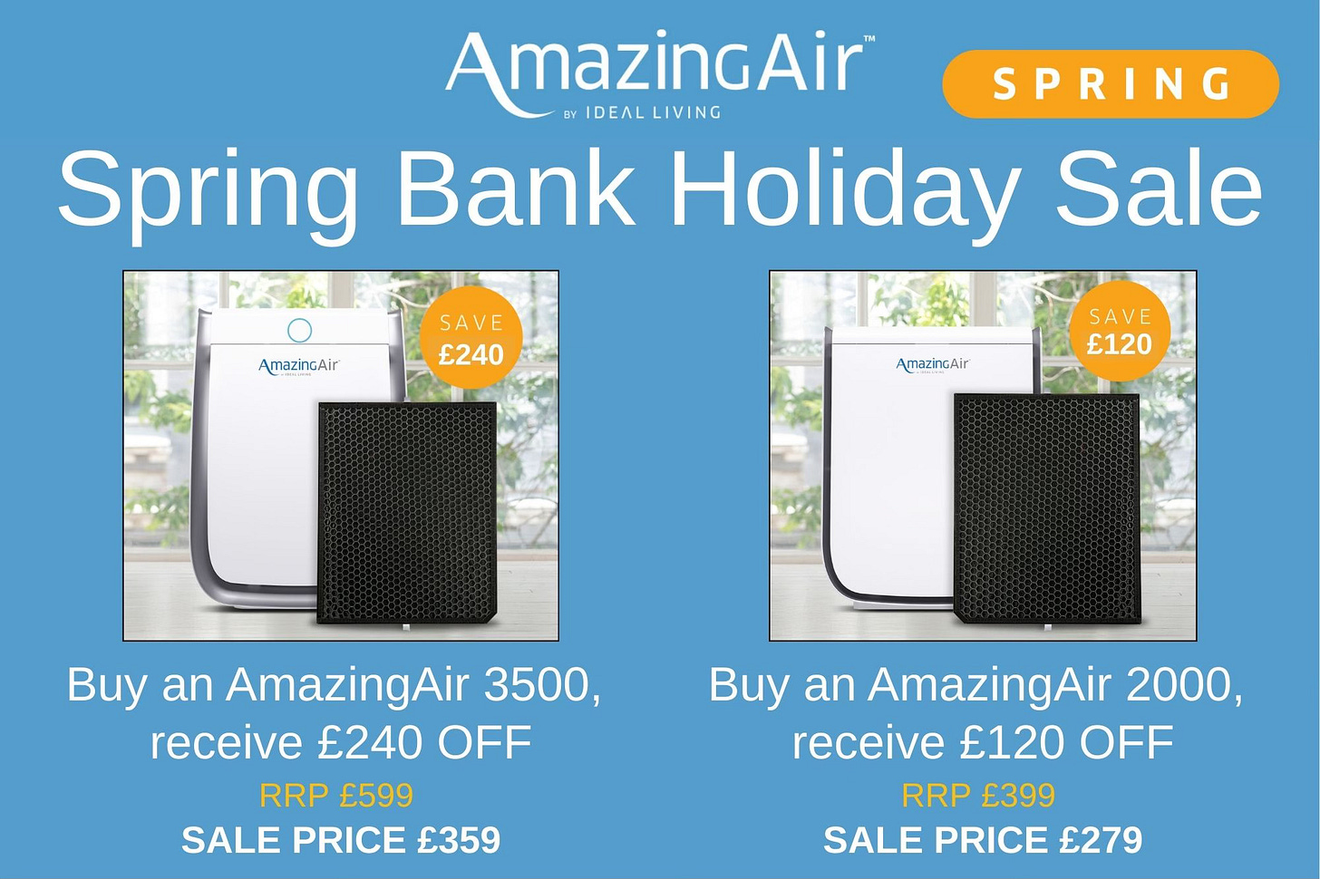 Amazing air spring bank holiday sale promo image