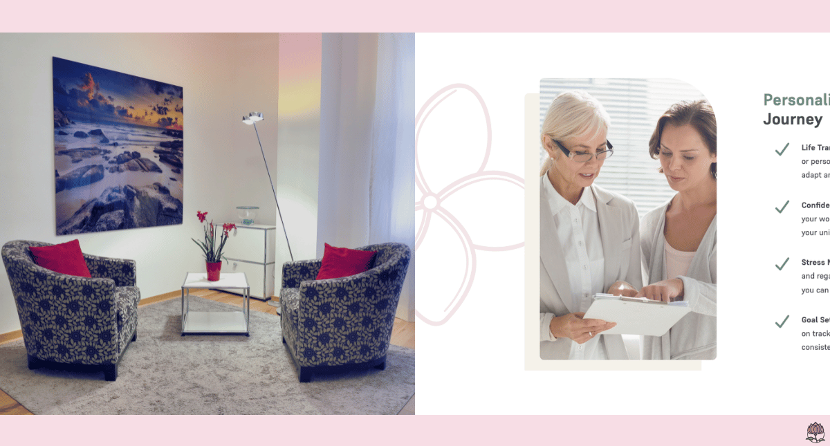 Comparison view between a therapist office and a custom website Comparison view between a therapist office and a custom website