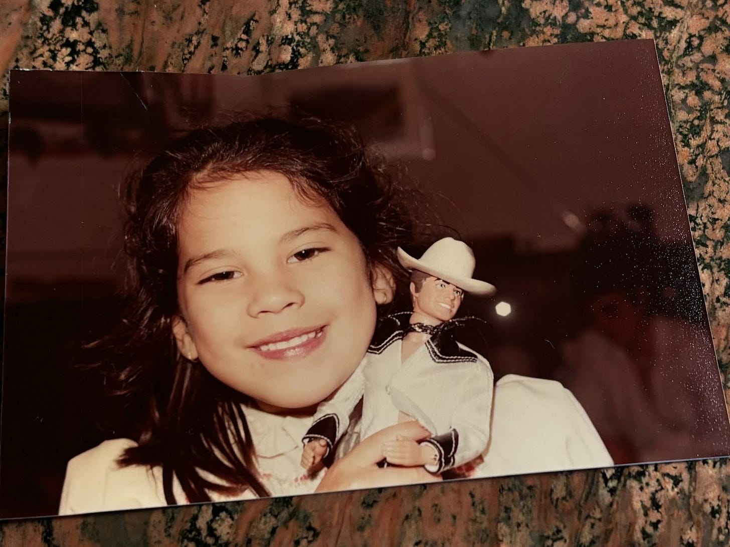 selflie with Ken doll, age 4