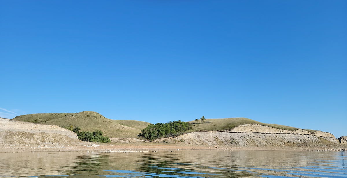 the shore of Lake Sakakawea.