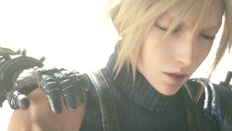 Transition from Cloud's subconsciousness to Sephiroth's intrusion.
