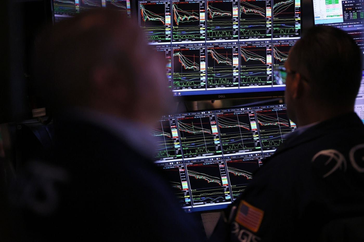 Traders work on the floor of the New York Stock Exchange.&nbsp;