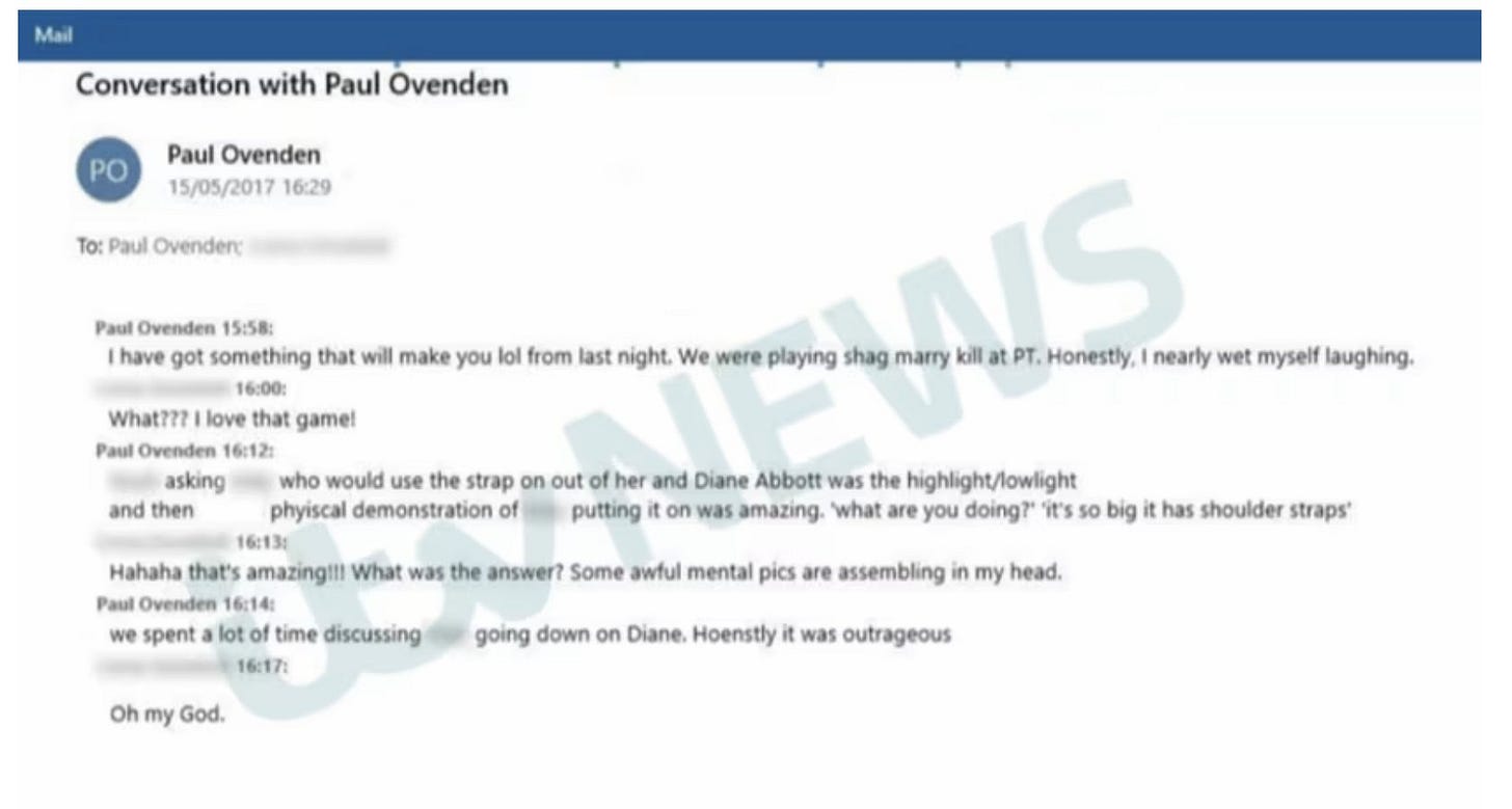 Shehab Khan ITV on X: "🚨 EXCLUSIVE: These are the messages sent by Paul  Ovenden, one of Keir Starmer's most senior Downing Street advisers, where  he repeats sexually explicit and offensive comments