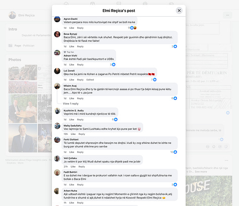 Elmi Reçica's Fan Club in Facebook of the Post of June 10, 2026