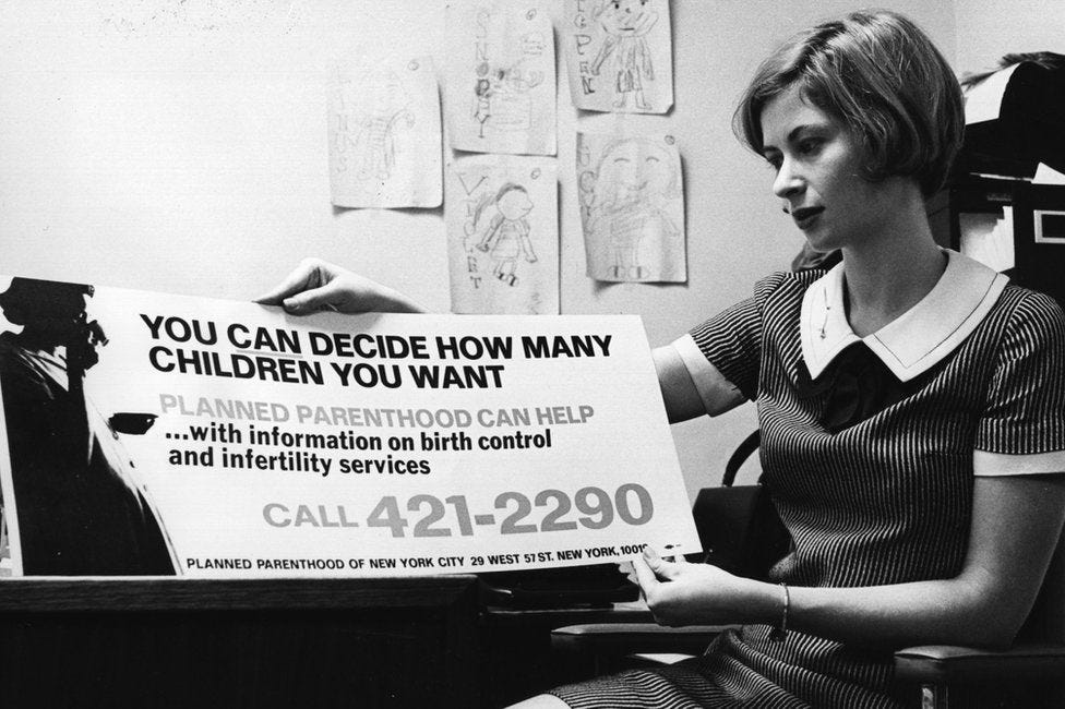 A Planned Parenthood advert for birth control which appeared on New York buses in 1967 A Planned Parenthood advert for birth control which appeared on New York buses in 1967