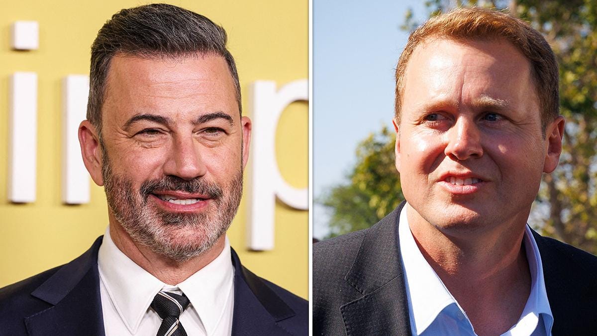 Split photo of Jimmy Kimmel and Spencer Pratt Split photo of Jimmy Kimmel and Spencer Pratt