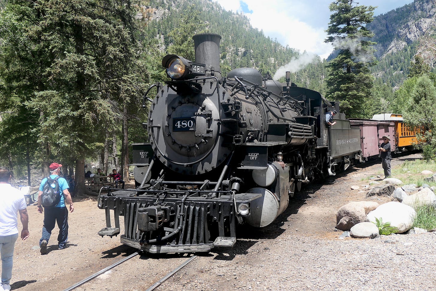 3ft gauge Baldwin Rio Grande K-36 Class 2-8-2 Mikado no. 480 at Cascade Canyon on the Durango & Silverton Railroad, 28.06.2022.