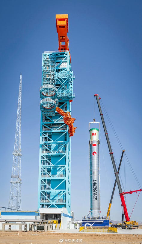 Various images of the Zhuque-3 first-stage booster test article.