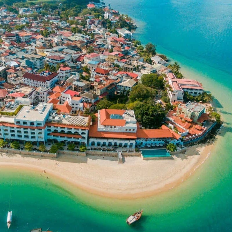 Aerial View Of Zanzibar City, Or The Stone Town, A UNESCO World Heritage Site In Zanzibar, Tanzania, East Africa