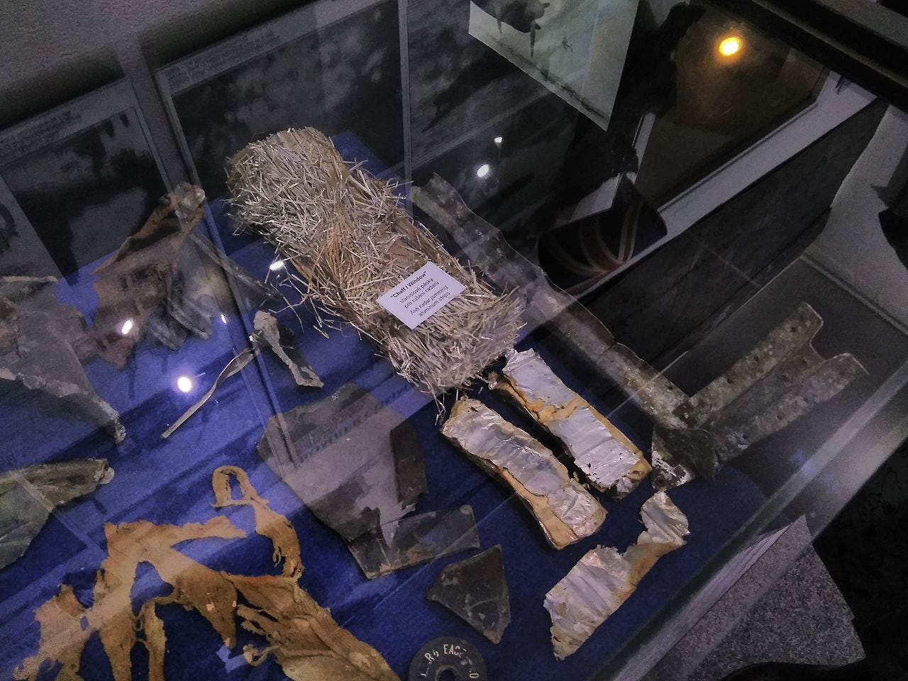 Two forms of RAF "Window" in a museum display cabinet.