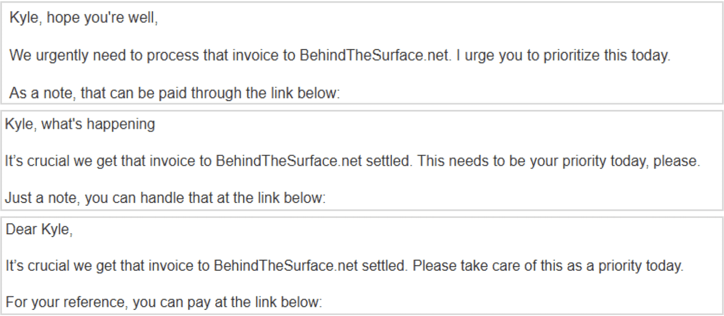 HTMLMIX 7 Invoice Fraud Synonym Outputs