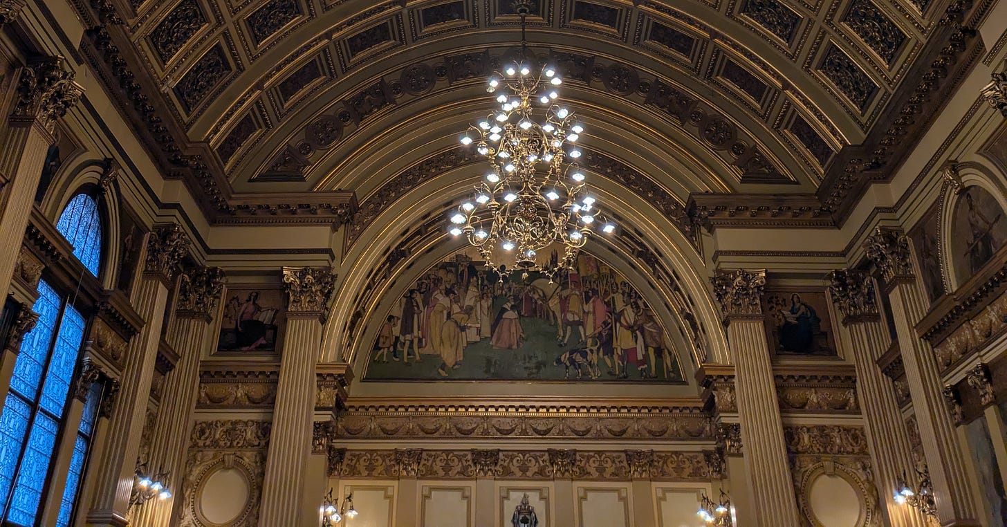 the gilded ceiling at Glasgow's City Chambers