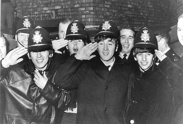 The Beatles with Birmigham police officers The Beatles with Birmigham police officers