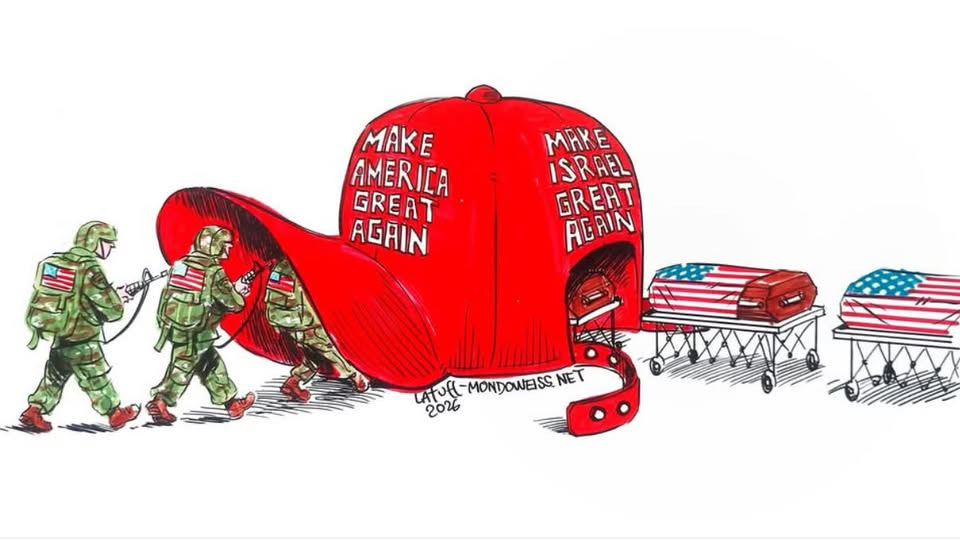 May be an illustration of elephant, hat and text that says 'MAKE AMERICA AGAIN GREAT AGAIN MAKE ISRAEL GREAT AGAIN AGA AIN LAfURL MONDOWESS NET 2026'