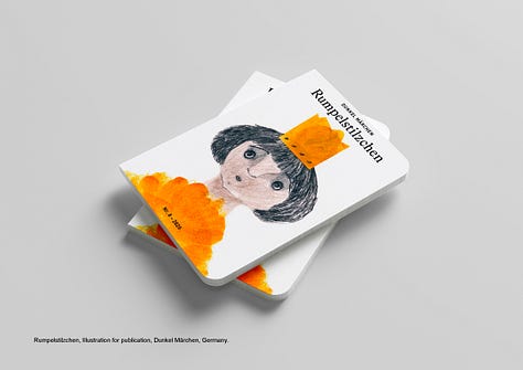 Rana Kadry,1 - 4 Labour mon Amour exhibition, Candyland, Stockholm, 2023-24; 5 - 6 Mural at The Bag Factory, Johannesburg, 2023; 7 Illustrations for Rumpelstilzchen publication, Germany, 2020; 8 Stills and clips from my short film Woman Is My Last Name, 2022; 9 Painting for Salong Sergel, Stockholm, 2021