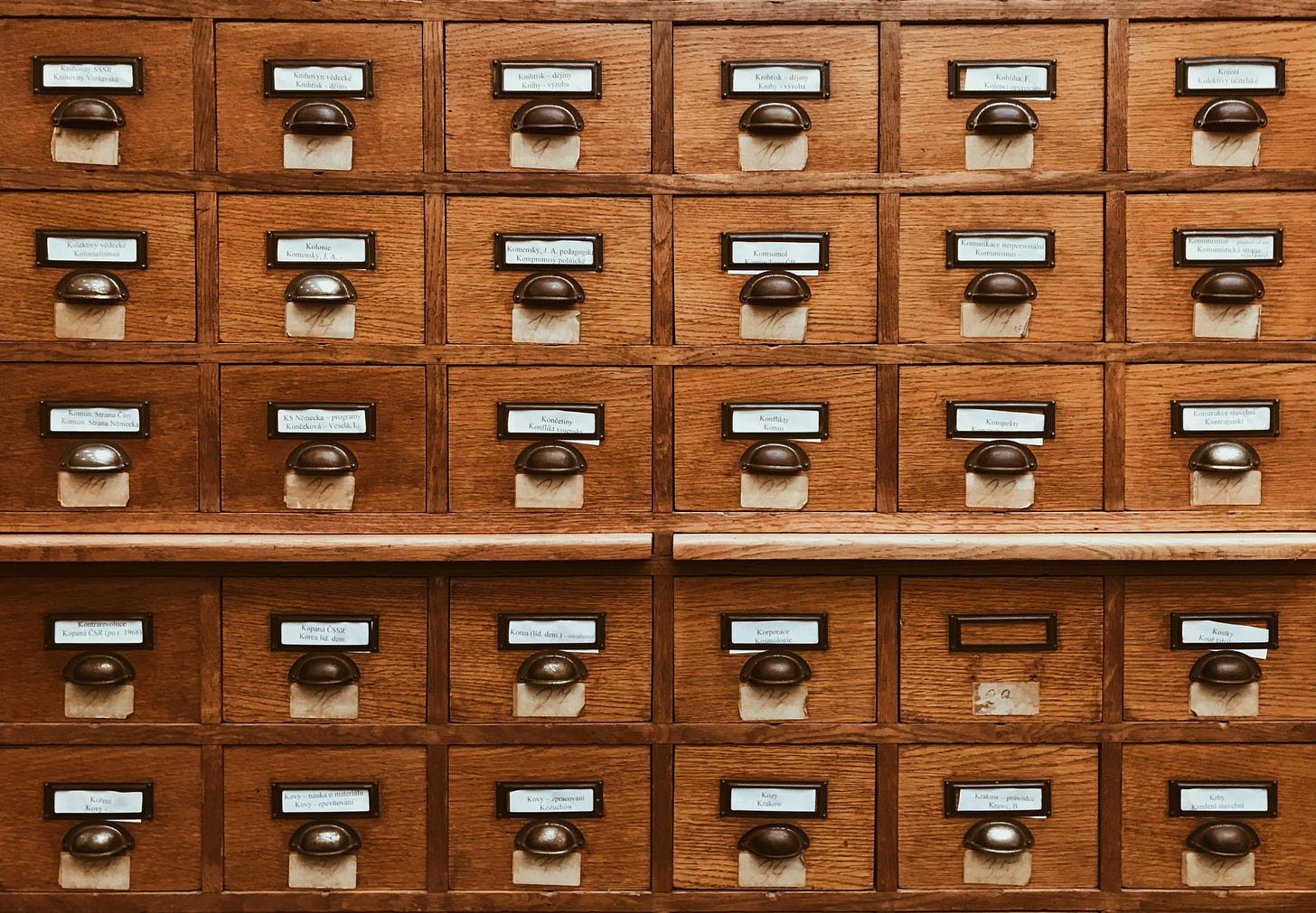 an old library card catalog (using Substack tags) an old library card catalog (using Substack tags)