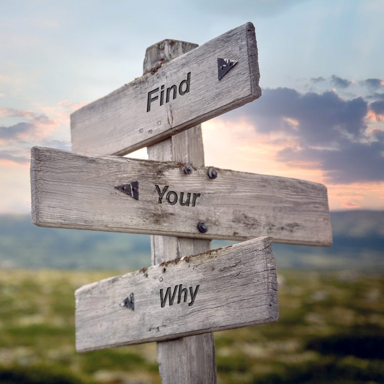 Signpost that helps point you to Find Your Why.