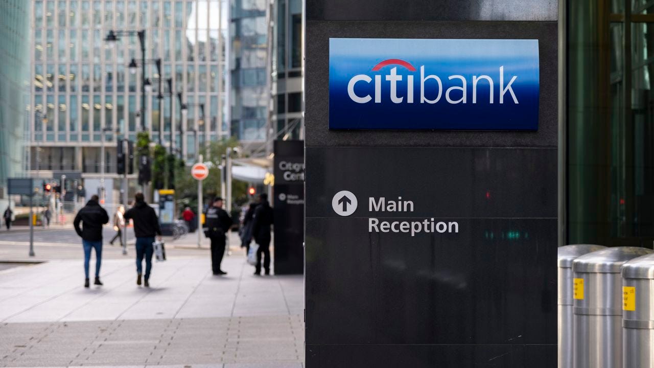 The Citibank building in the Canary Wharf financial district in London, United Kingdom 
