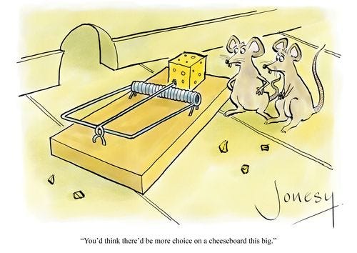 "You'd think there'd be more choice on a cheeseboard this big."