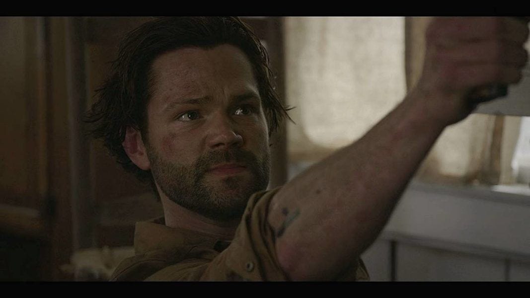 Walker Jared Padalecki letting his hair fly free with guns pointing and raging 3.13. Walker Jared Padalecki letting his hair fly free with guns pointing and raging 3.13.