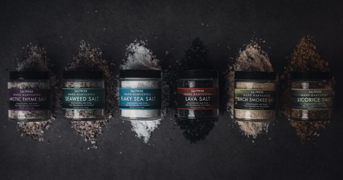 jars of salt and loose salt flakes