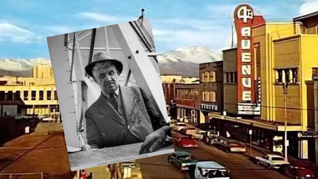 "Cap" Lathrop and the 4th Avenue theatre in Anchorage, Alaska.
