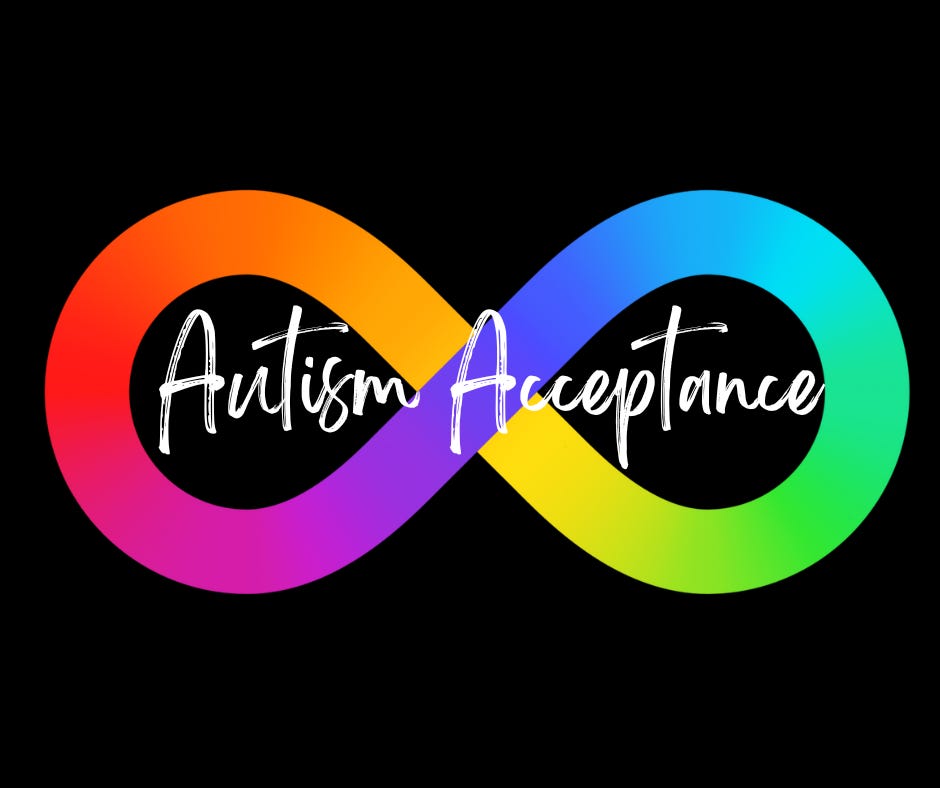 Rainbow neurodiversity symbol on black background with words Autism Acceptance Rainbow neurodiversity symbol on black background with words Autism Acceptance