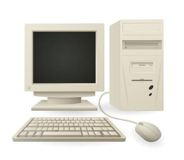 Retro Computer With Accessories Stock Illustration - Download Image Now -  Art, Business, Communication - iStock